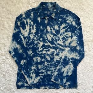 Patagonia Shirt Men’s Long Sleeve Polo Tee Organic Cotton Tie Dye Blue Sz S
